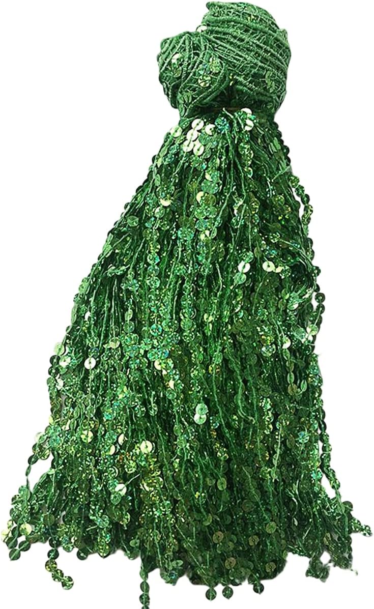 ECYC Ltd 6.5 Yards Sequin Fringe Trim Holographic Sequin Fringe Glitter Sequins Lace Tassel Fringe Trim Sewing Fringe Trim for Sewing Latin Dress Clothing Party Costume Curtain Crafts, 11.8" Wide