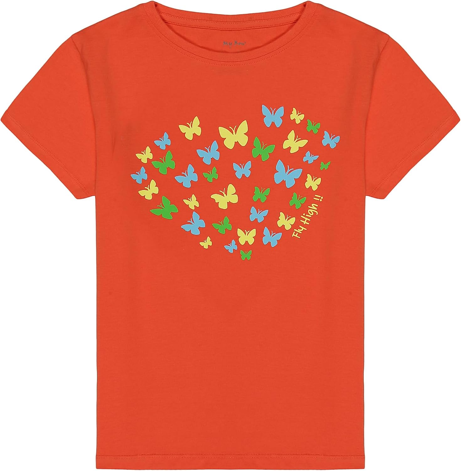 My Bow Girls Cotton Crew Round Rib Neck Short Sleeve T-Shirts, Green, Coral, Turquois - Image 6