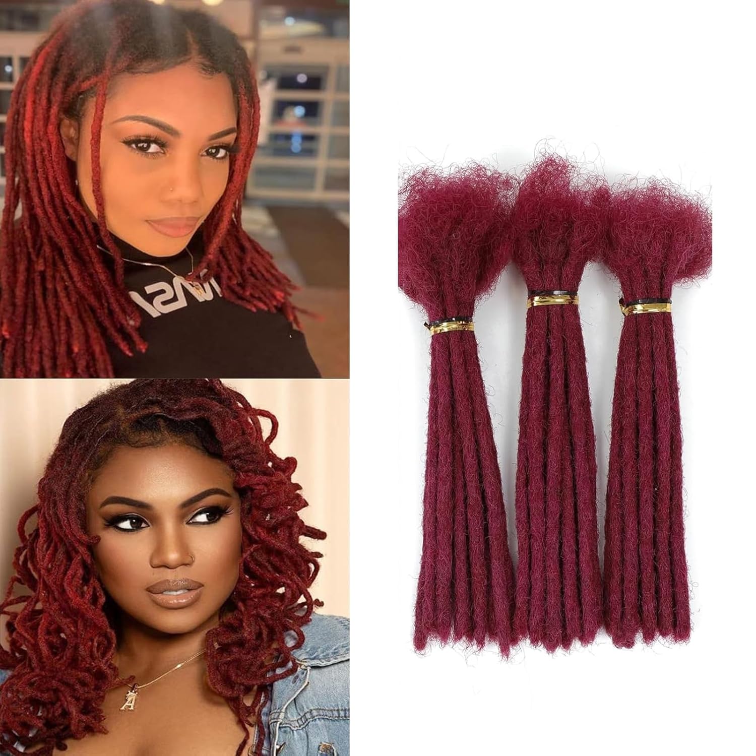 Dreadlock Extension Human Hair 12 Inch 0.6cm Thickness BUG Color Options 30 Strands Real Human Hair for Man/Women Handmade Permanent loc Extensions Bundles Can Be Curled Twisted