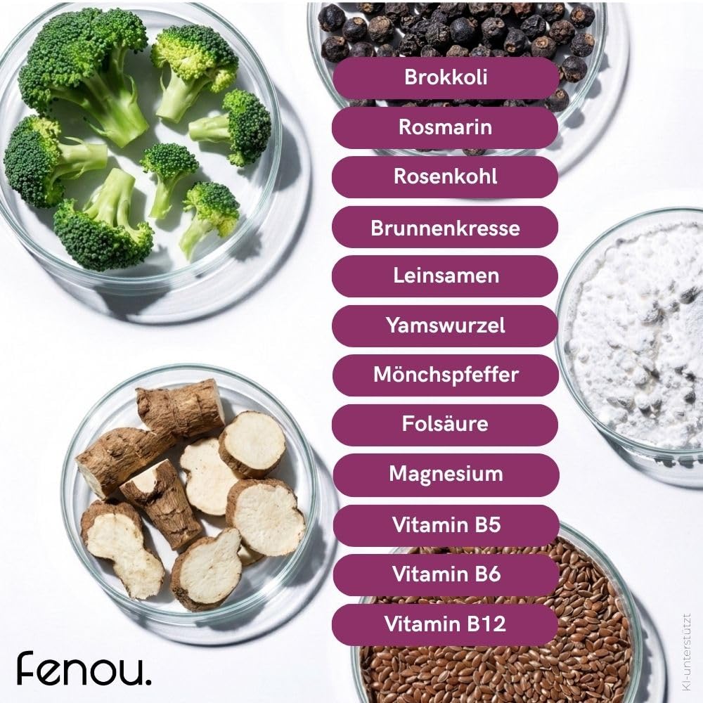 Fenou balance x cycle - Nahrungsergänzungsmittel für Frauen - Pflanzliches Supplement bei PMS, Periodenschmerzen & Unregelmäßigem Zyklus - 60 Kapseln