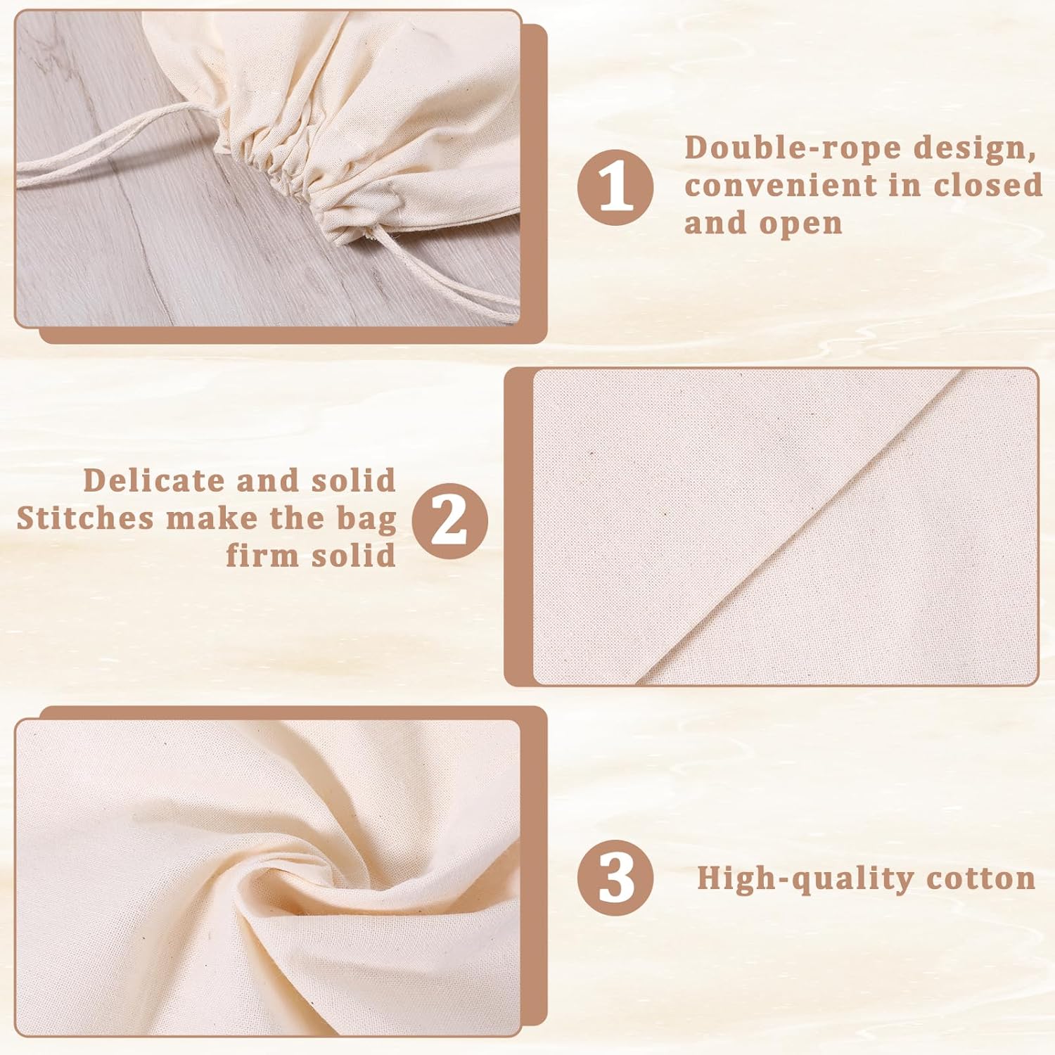 10 Pcs Reusable Produce Bags, 12"x10" Natural Linen Bread Bag Muslin Bags with Drawstring, X-Large Washable Fabric Multipurpose Canvas Cloth Gift Bag for Kitchen Food Storage, Shoe Grocery Organizer - Image 2