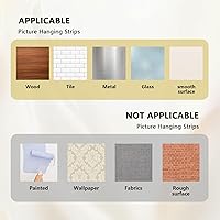 Vista 6 de Tiras medianas para colgar cuadros, cinta adhesiva de gancho y velcro, colgador de cuadros sin daños, tiras adhesivas impermeables para colgar
