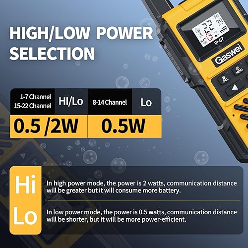 Miniatura 5 de G1pro IP67 - Walkie Talkies flotantes impermeables de largo alcance para adultos, radio bidireccional resistente, VOX, USB-C, batería de litio