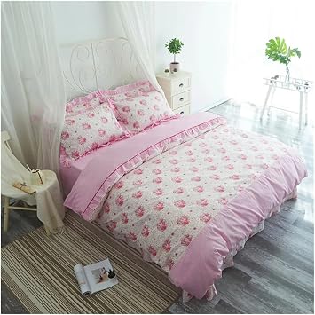 Bed, Sheet Comforter Set with Ruffles Queen Size Cotton Soft Comforter Set Queen Size Double Bed Set