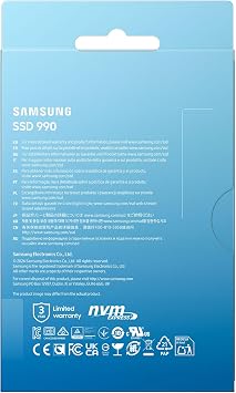 Samsung Internal SSD 990 2TB, Read/Write Speeds Up to 7,250/6,450 MB/s