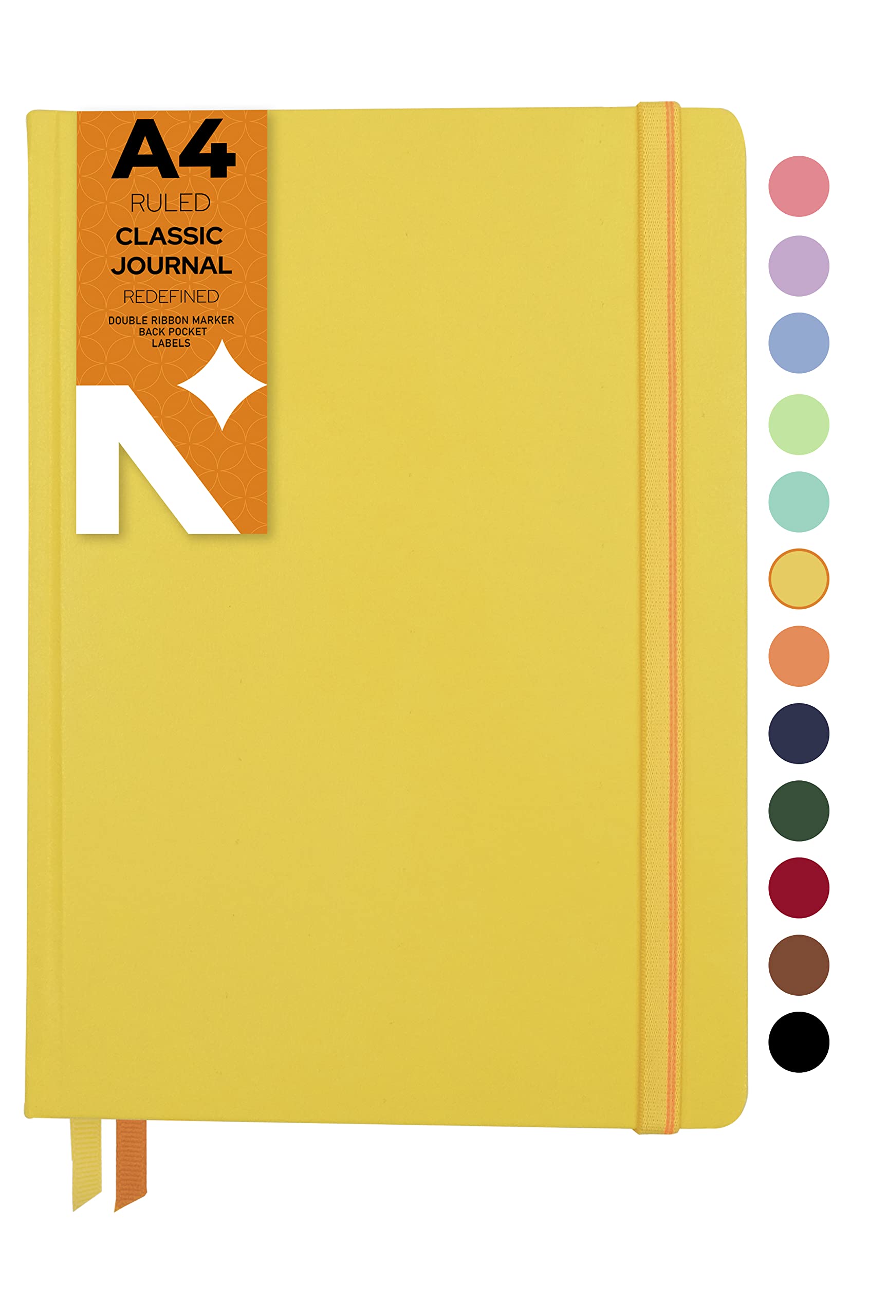 NEORAH - Ruled, A4 Notebook - Yellow Journal - 160 Pages- 110 GSM- (29.7 cm x 21.0 cm) - 2024 Office Notebook, Hardcover - Planner - Completely Handmade, BUJO, Diary for women and men-Yellow