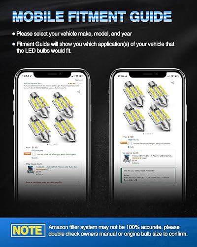 Vista 7 de Marsauto DE3175 Bombilla LED de 31 mm para luz interior de cúpula de mapa de puerta de cortesía para coche 1.22 pulgadas DE3021 DE3022 Bombillas