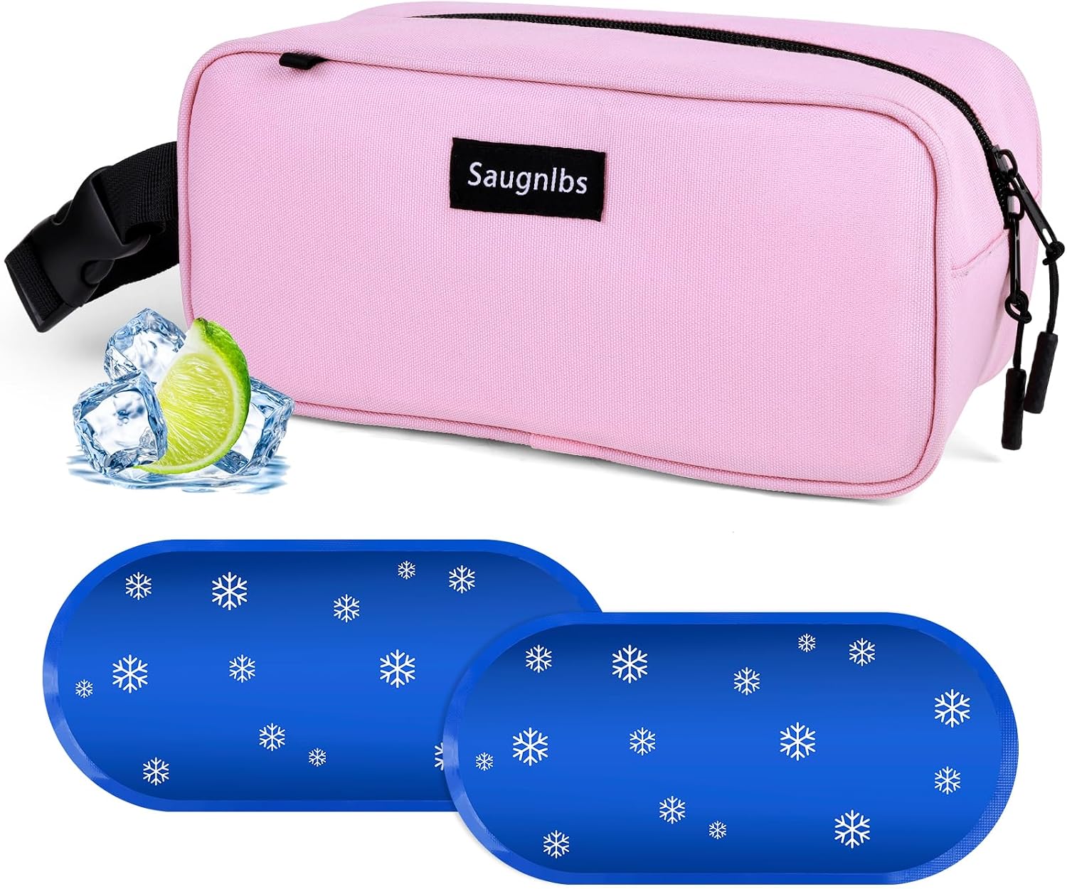 Small Cooler Bag,Mini Cooler Bag with Ice Packs,Insulated Lunch Bag with Handle Buckle,Freezable Lunch Bag for Travel/Work/School/Outdoors, 10“ x 4.5”x 5”,Black