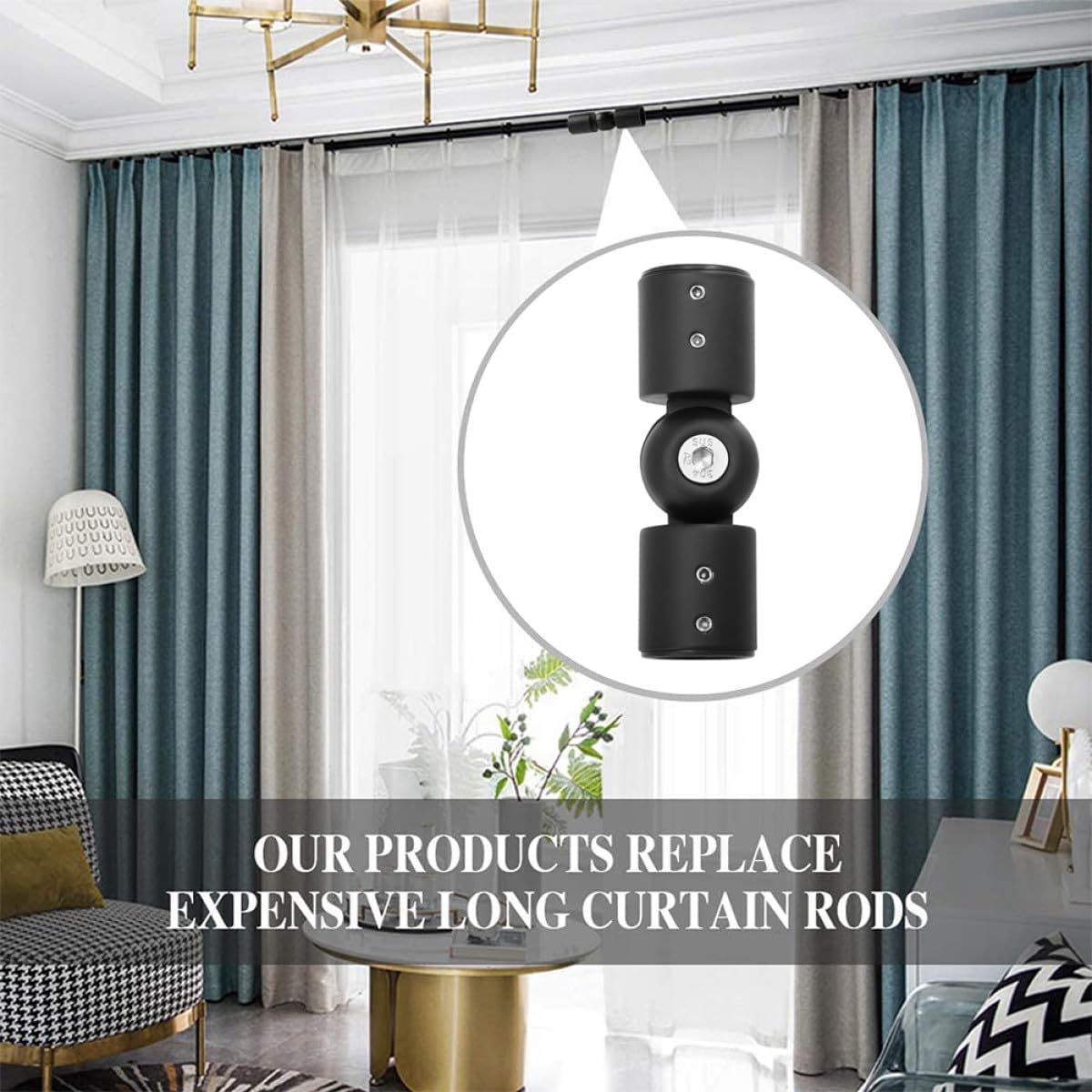 Corner Curtain Rod Connector 25Mm Round Tube Metal Elbow Joint Heavy Duty Window Curtain Rod Elbow Connector for Bathroom Glass and Bay Window Treatment Hardware