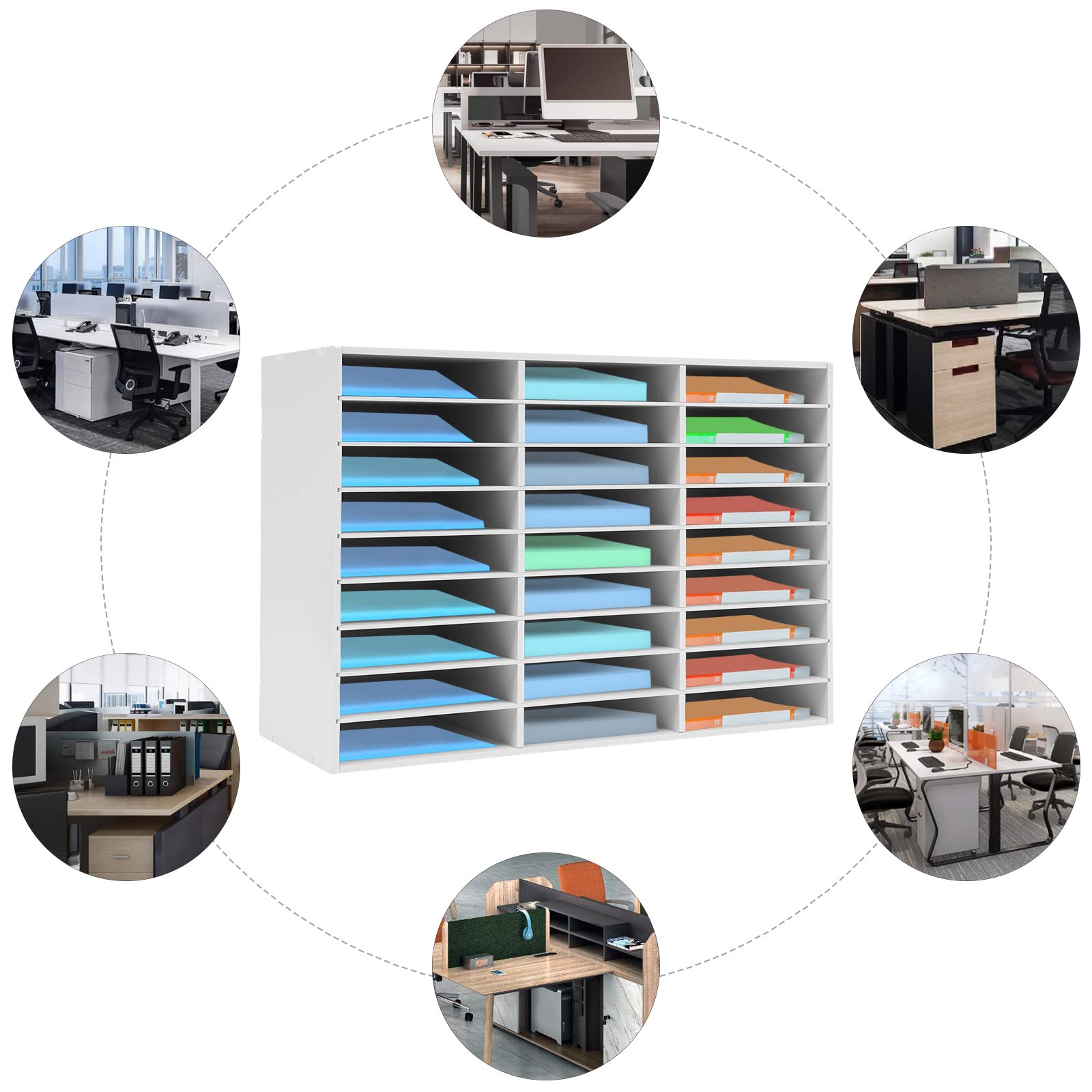 27 slot per scrivania in PVC, capacità di carico 50 kg, sistema di organizzazione per documenti da scrivania, organizer da scrivania in formato A4 impilabile