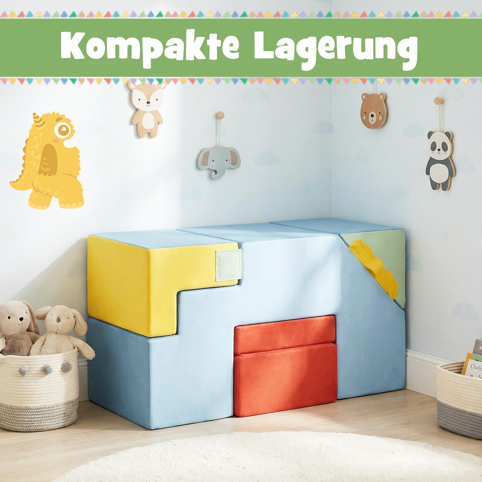 COSTWAY 4-częściowy zestaw klocków piankowych, 3 w 1, miękkie klocki ze schodami i tunelem, certyfikat EN-71, ogromne klocki do raczkowania i poślizgu, duże klocki XXL do użytku wewnątrz i na zewnątrz