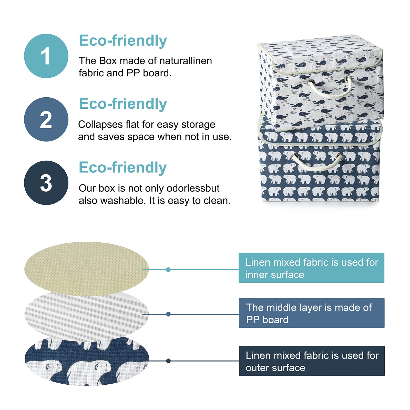 Mangata Scatole Portaoggetti, 25x25x25 Cm, Cestini Pieghevoli In Tessuto Per Cesti Per Abiti, Cestini, Cassapanche, Giocattoli (Bianco Kaki Chiaro