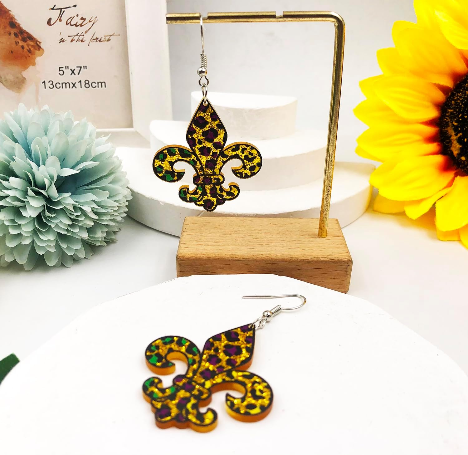 MardiGras Earrings for Women Carnival Theme Champagne Mask Hat Acrylic Earrings for Women MardiGras Dangle Earrings for Holiday - Image 7