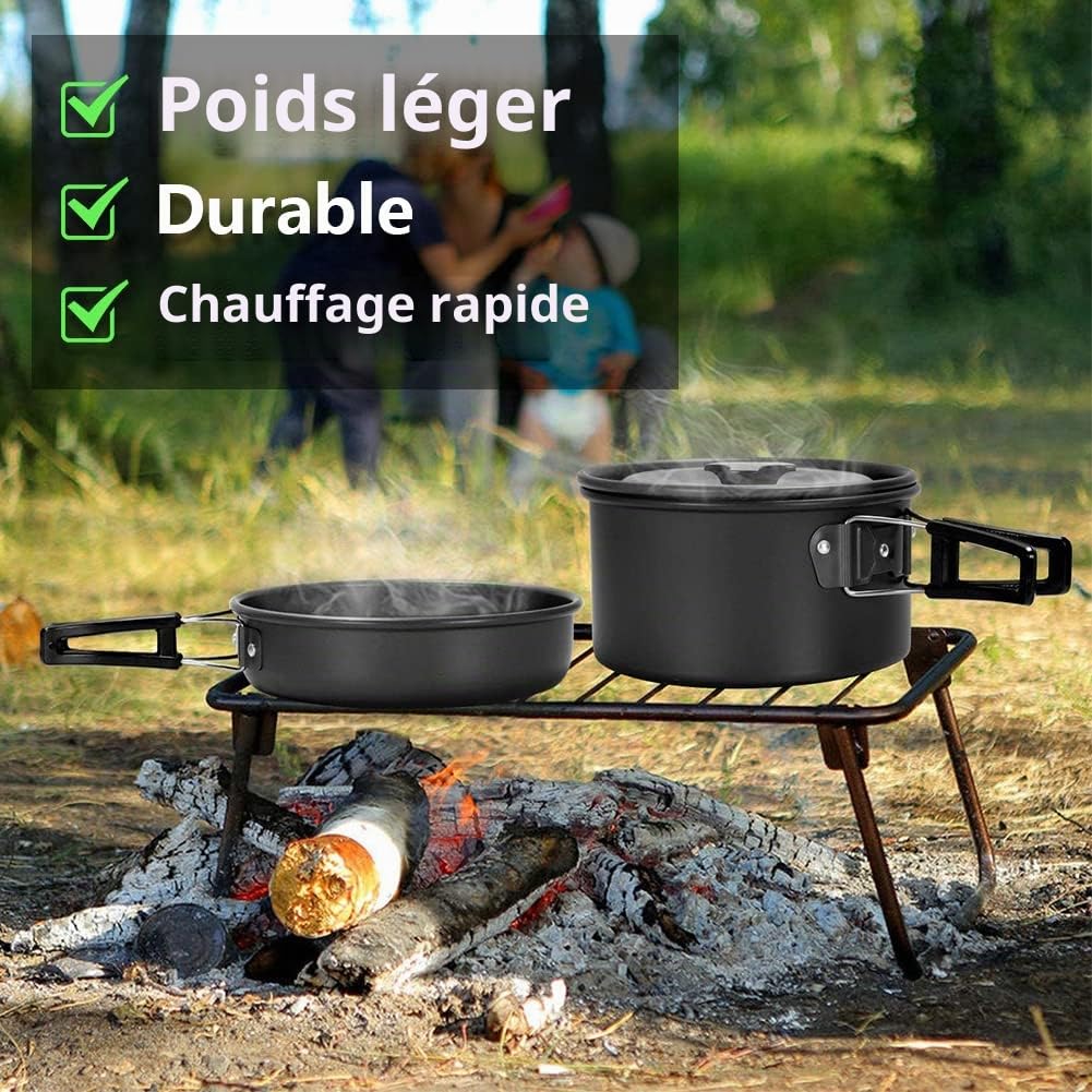 aiGear Camping Cooking Set | Portable Lightweight Aluminum | Camping Pans and Pots Set | Outdoor Traveling Cooking Utensils Kit | for Trekking Hiking Picnic