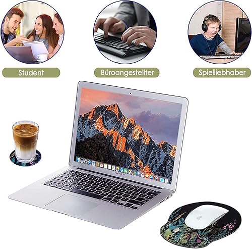 Miniatura 8 de Alfombrilla de mouse con soporte de muñeca, ergonómica, reposamuñecas de gel con posavasos antideslizante y alivio del dolor para computadora,