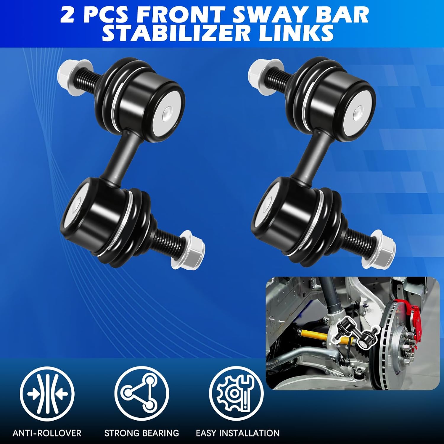 2Pcs Front Sway Bar Links Compatible with Honda Civic 2001-2005, for CR-V 2002-2006, for Acura RSX 2002-2006, for Element 2003-2011, for Acura EL 2001-2005 - Replaces K90454 K90455