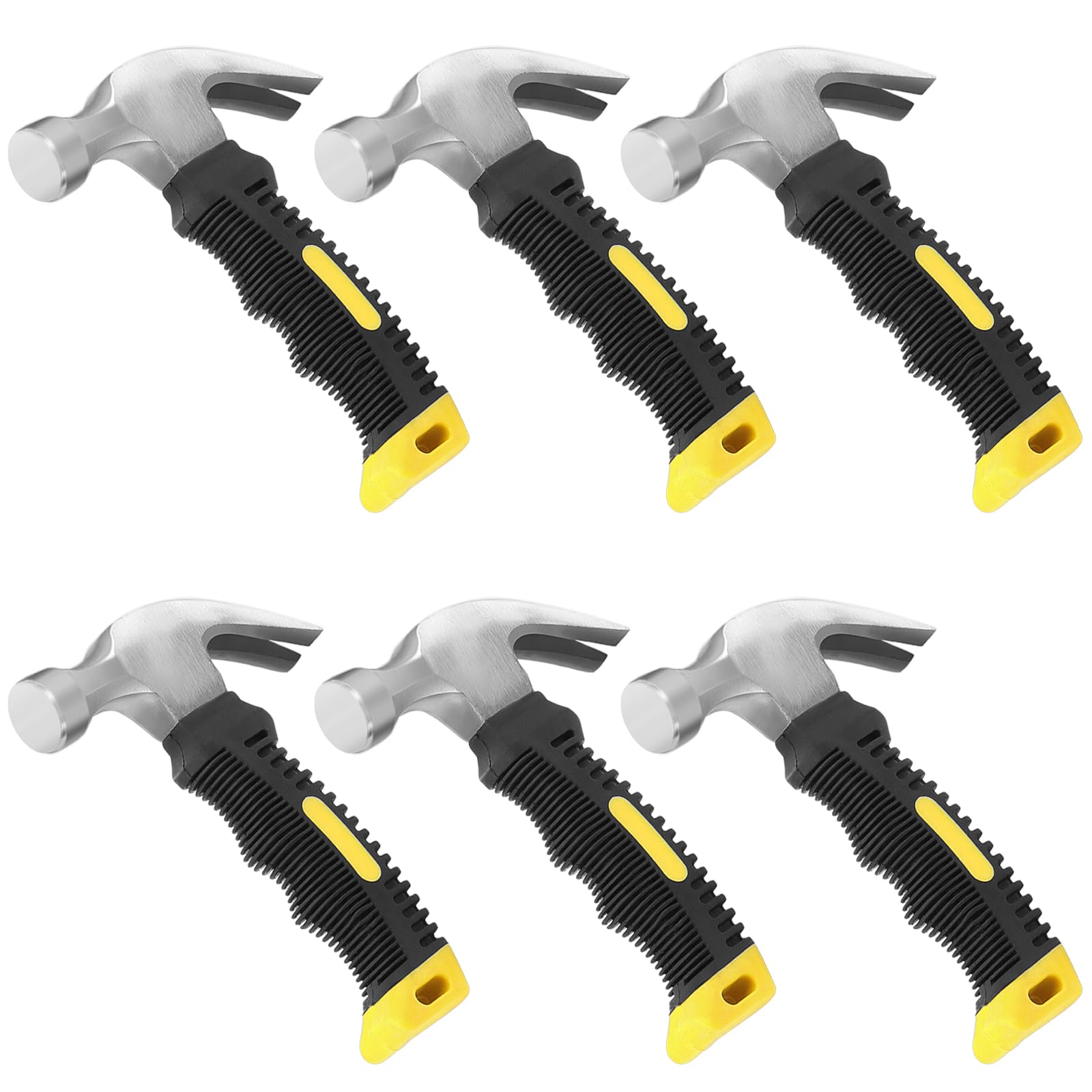 FUNSUEI 6 Stück Kleiner Klauenhammer 250g, Mini Hammer mit Rutschfester Komfortgriff, Zimmermannshammer Klein für DIY, Reparatur, Camping, Holzarbeit