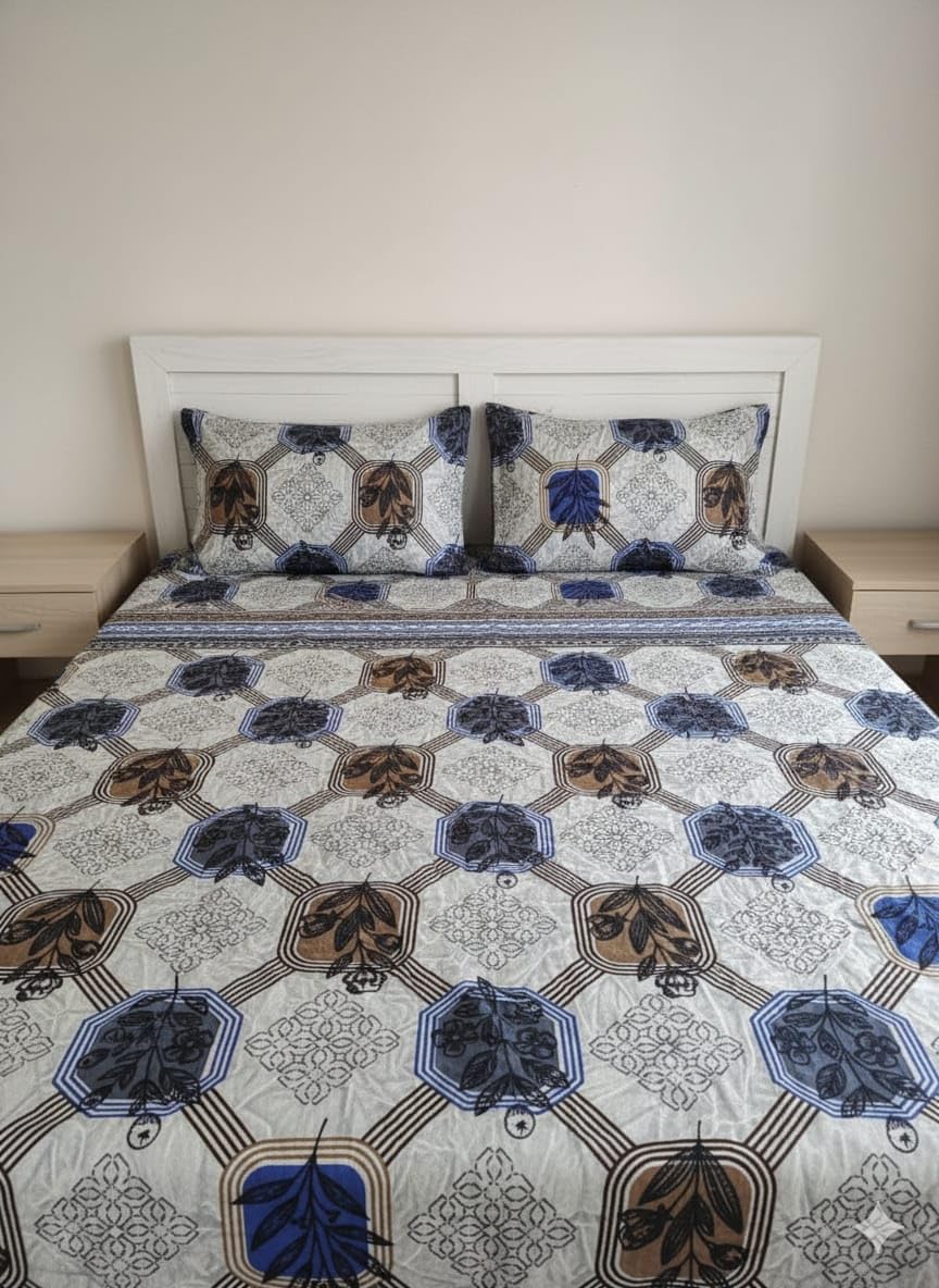 Cotton Double Bed Bedsheet with 2 Pillow Covers | Soft & Durable King Size Bedsheet for Bedroom & Everyday Use-image-1