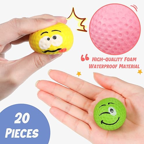 Miniatura 5 de Sumind 20 bolas de espuma para practicar golf, recuerdos de fiesta, sonrisa, alivio del estrés de 1.57 pulgadas, para la escuela, carnaval,