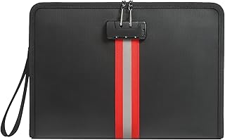 Fireproof Document Bag with Lock,13"×9"×1" Fireproof and Waterproof Cash Bag with Zipper, Premium Fiberglass, Fire Safe Storage for Documents, Passports, Cash, Valuables