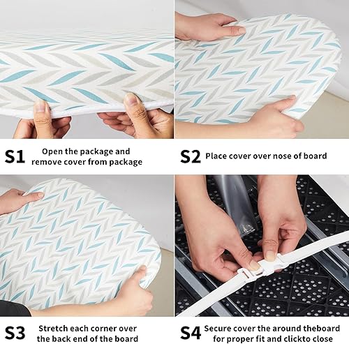 Miniatura 3 de Funda y almohadilla para tabla de planchar, revestimiento de silicona grande, acolchado resistente a la quemadura, acolchado extra grueso y