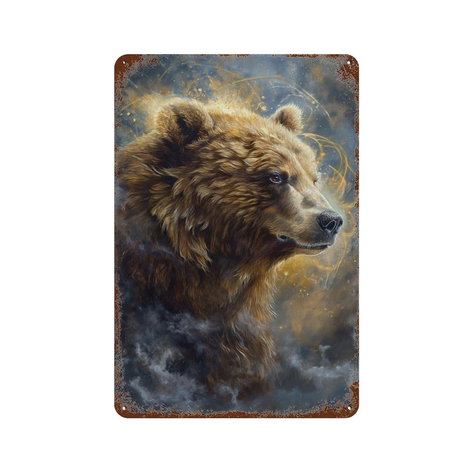Nature's Majesty Bear Portrait Retro Metal Sign 11.8"x7.9", Ideal for Cafe, Home Bar And Lounge Decor