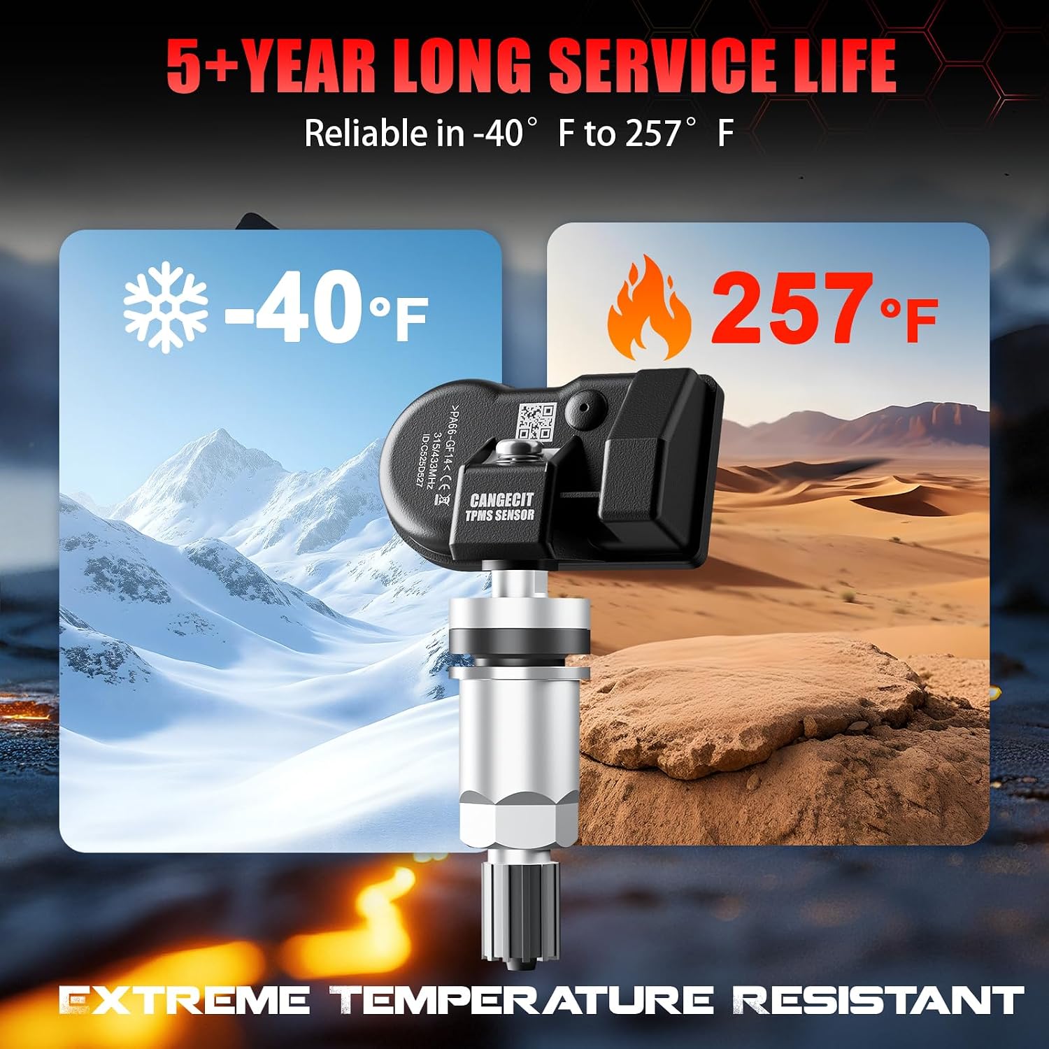 315/433MHz GM TPMS Sensor 4 Pack,Pre-Programmed for Chevrolet Chevy GMC Buick Cadillac,Fits Selected 2007-2025 Models,Upgraded Tire Pressure Sensor,No Sensor Cloning Needed
