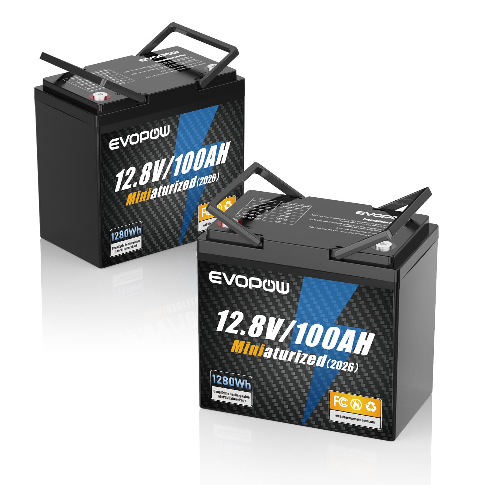 Amazon.co.jp: EVOPOW 12.8V 100Ah リン酸鉄リチウムイオンバッテリー