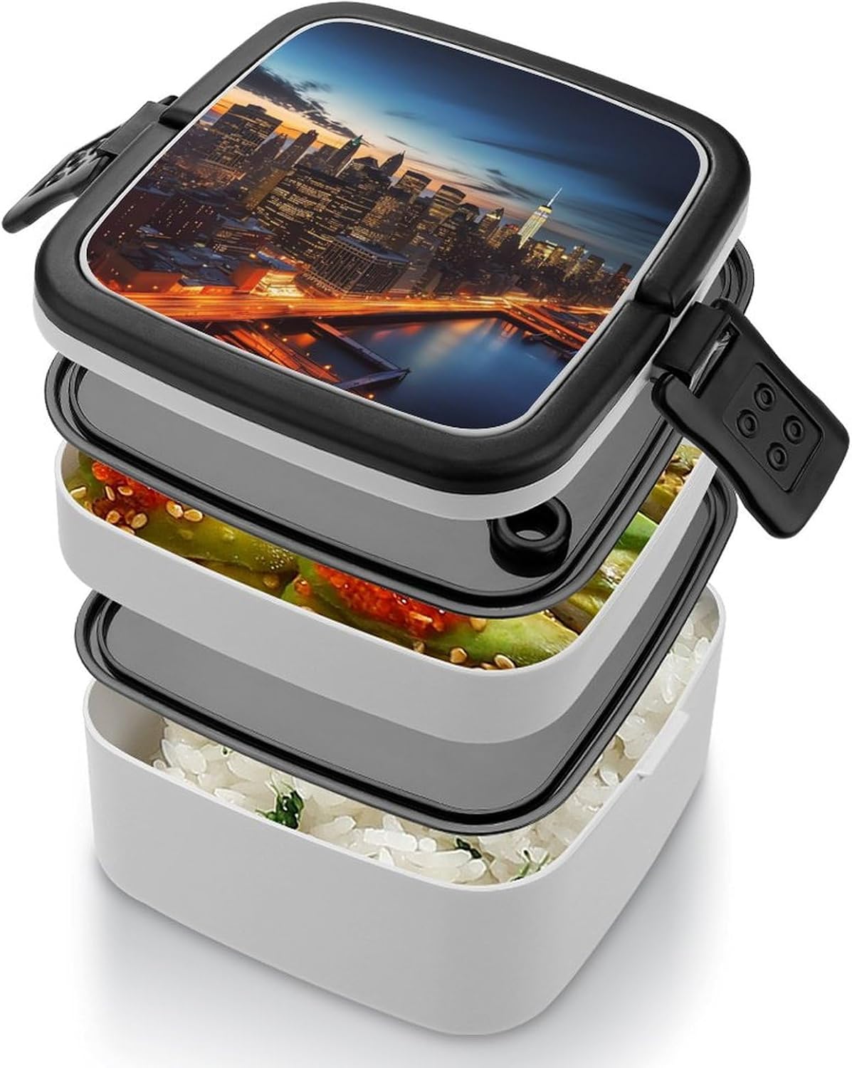 Adults Lunch Box Adult Bento Box Stackable Bento Box BPA-Free New York City Scenery Lunch Box Food Container Ideal for Meal Prep, Work, And On The Go