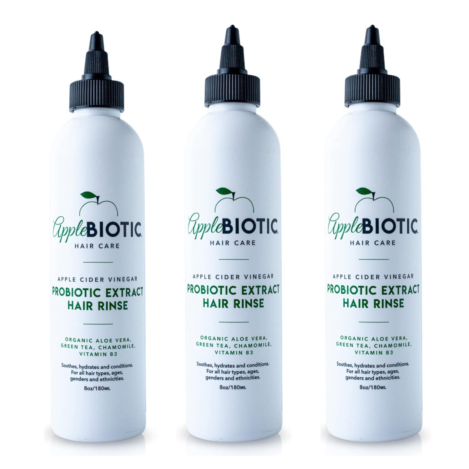 Applebiotic Apple Cider Vinegar (ACV) Hair Rinse – pH Balancing Clarifying Treatment for Product Buildup – Liquid Scalp Cleanser for Flaky, Dry & Itchy Scalp – Sulfate-Free Hair Detox for Shine – 8oz