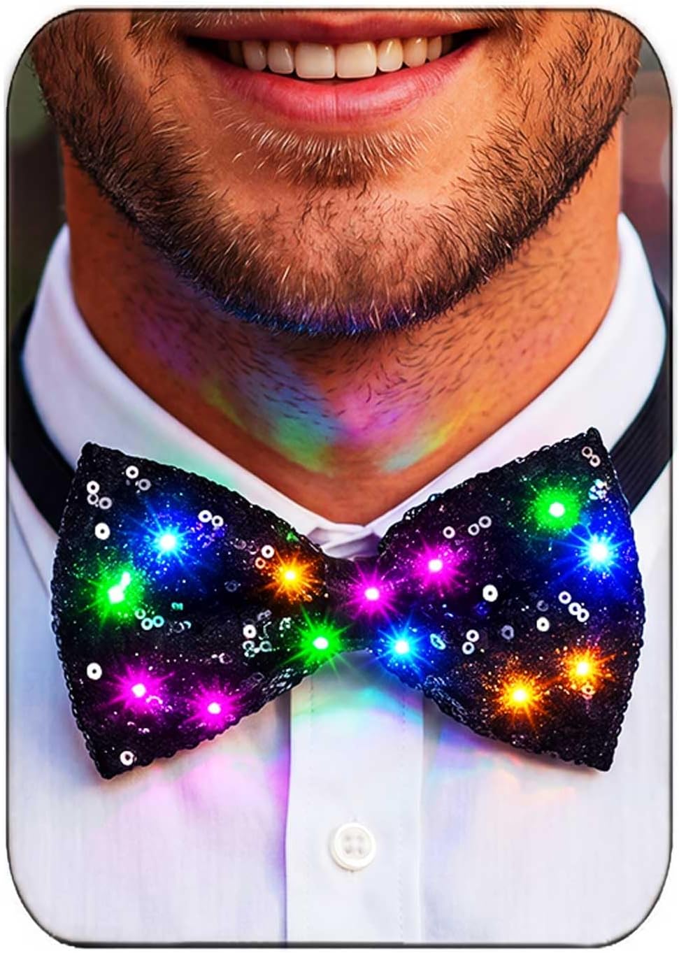 Light Up Bow Tie Sequin Costume Bowtie for Adult