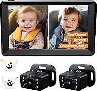 Kidsneed KN70V2 7-Inch 1080P Split-Screen Baby Car Camera - Dual Backseat Monitors, 150° Wide View, 360° Rotation, Night Vision, Easy Install