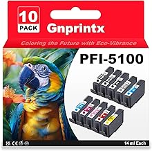 PFI-5100 Ink Cartridges High Capacity Smart-Auto Ink Cartridge Compatible for imagePROGRAF PRO310 Printer (10Pack, MBK PBK C M Y R GY PC PM CO