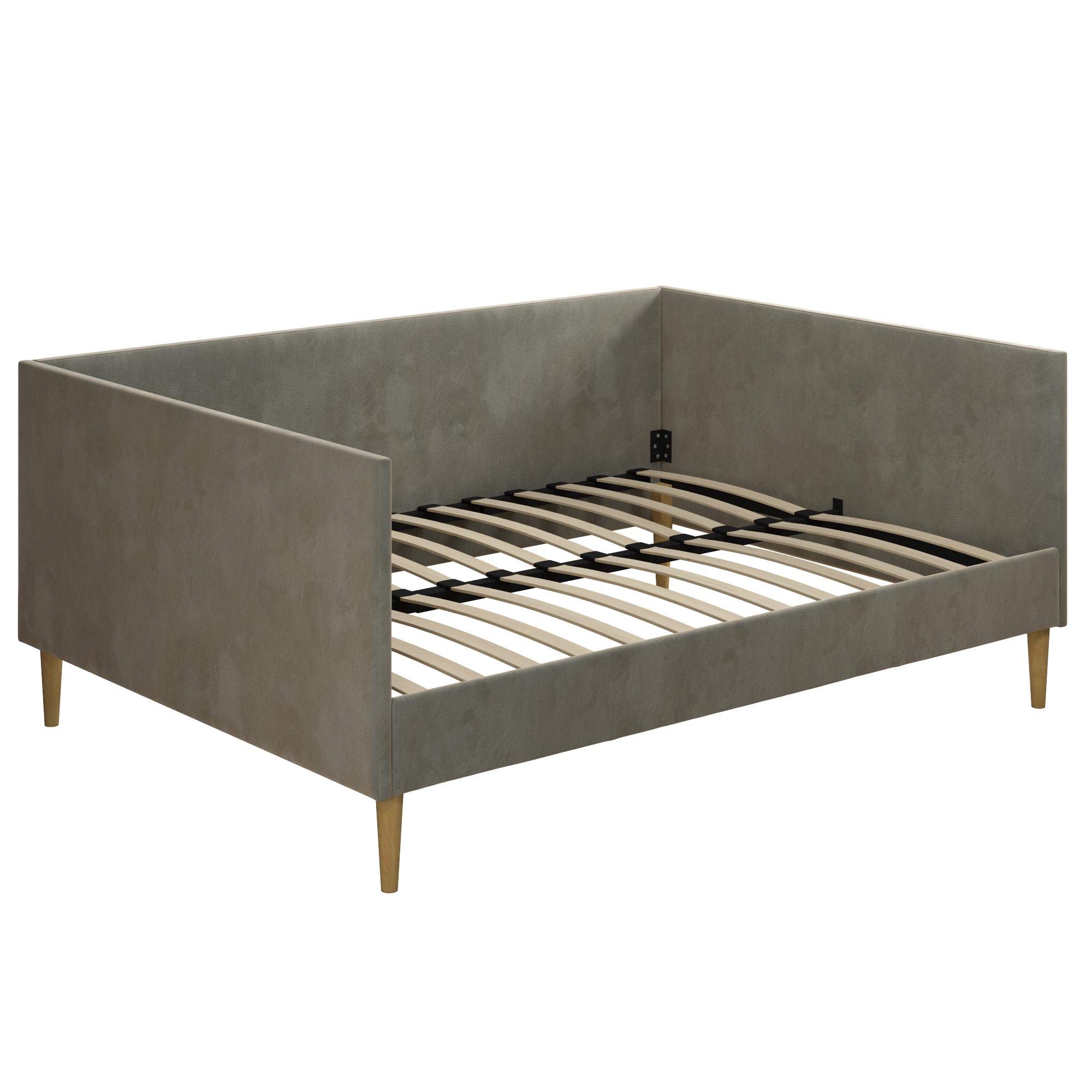 Photo 1 of **ONLY HEADBOARD AND FOOTBOARD** DHP Franklin Mid Century Upholstered, Full Size, Gray Velvet Daybed