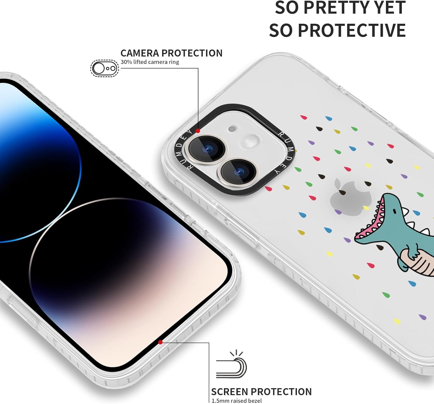 2 Pack Cartoon Animals Pattern for iPhone 11 6.1" Phone Case, Cute Coquette Dinosaur Print Design Clear Cases Soft Silicone Slim TPU Shockproof Protective Fundas for Women Girls Kids - Image 3