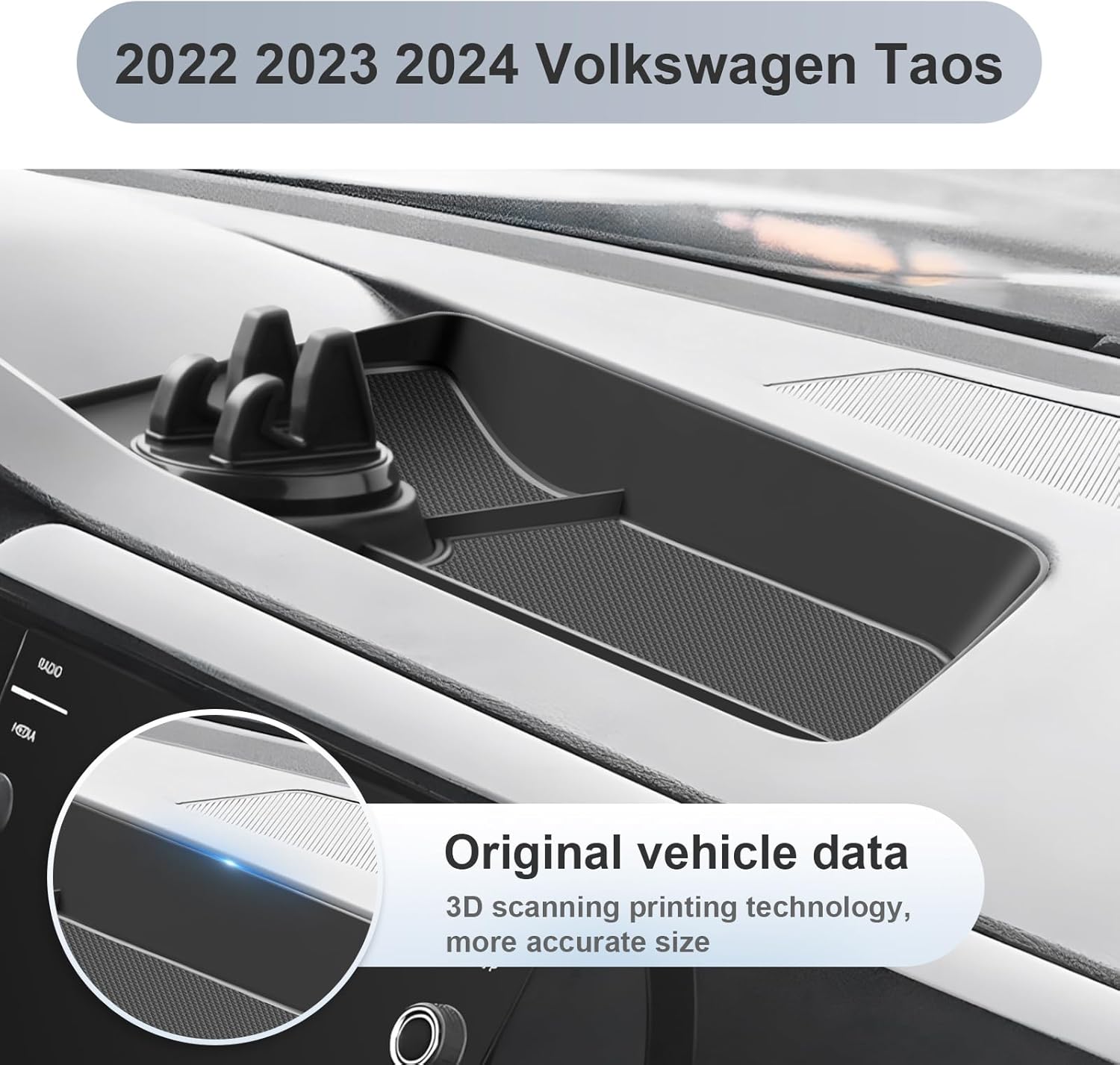 SKTU 2023 2024 Taos Dashboard Organizer for 2022 2023 2024 Volkswagen Taos Behind Screen Organizer 2022 2023 2024 V W Taos ABS Materials Tray 2022 2023 2024 Taos Accessories with Phone Holder