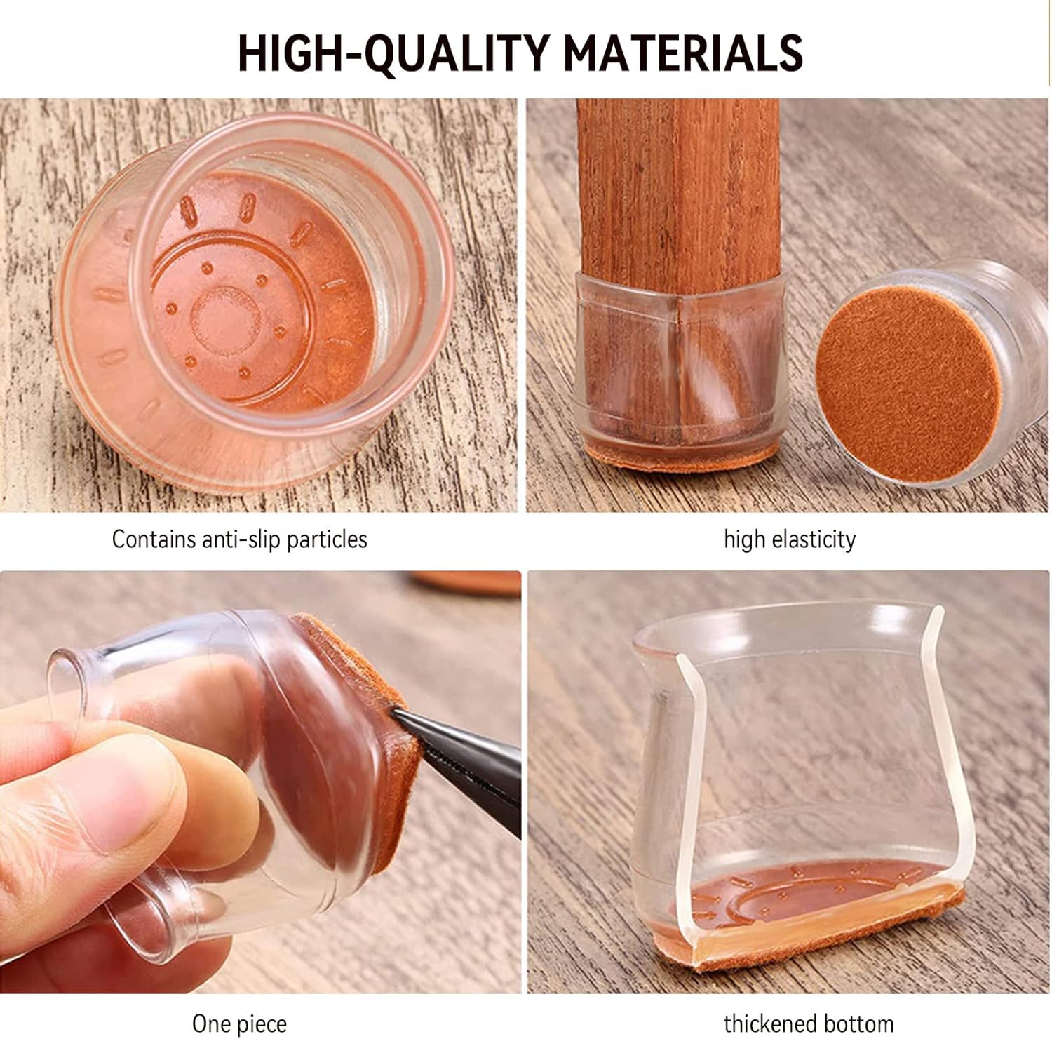 24pcs Chair Leg Floor Protectors Silicone Furniture Leg Caps with Felt Pads for Protecting Floors from Scratches and Noise(Transparent)