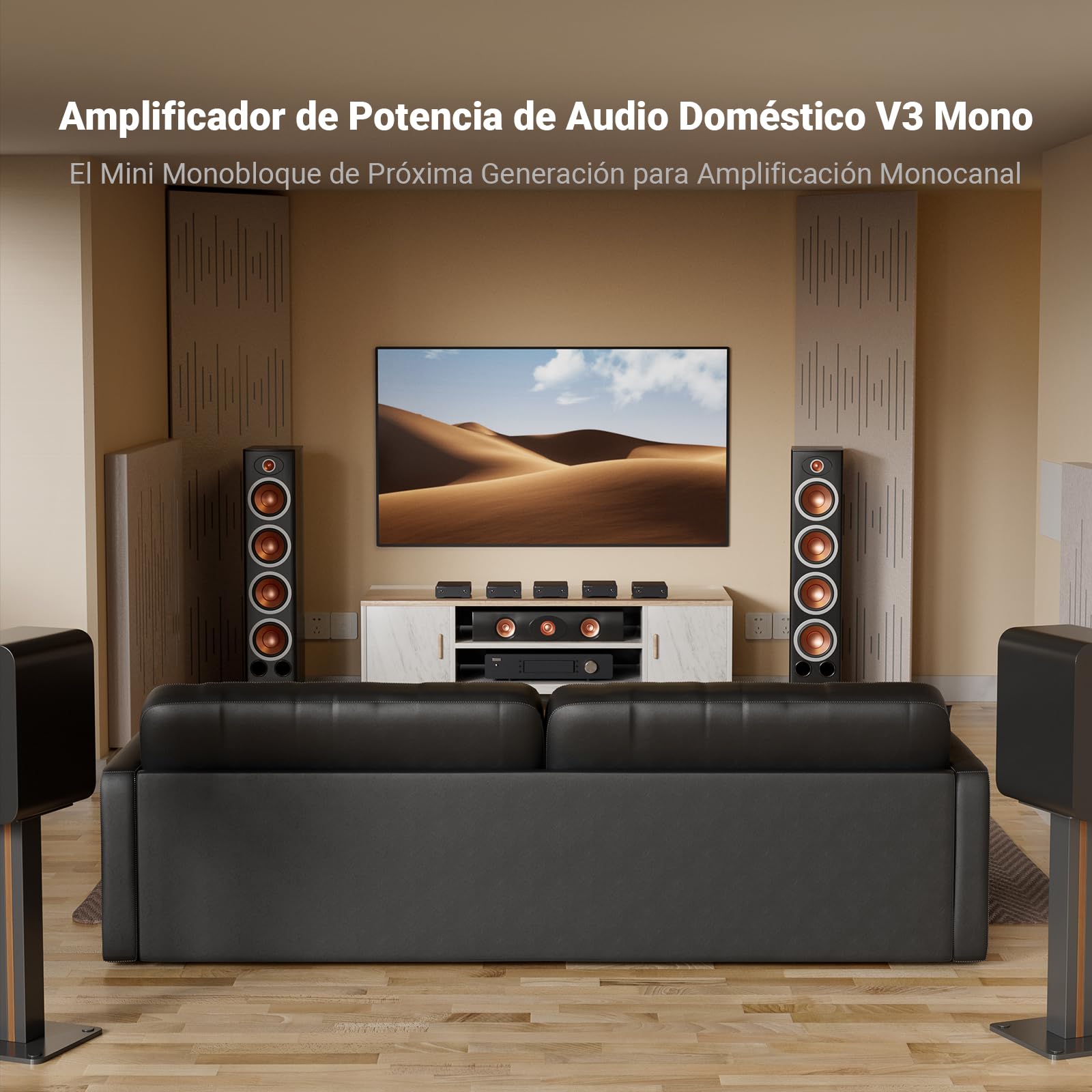 Fosi Audio V3 Mono Amplificador de Potencia para Altavoces de Audio Doméstico, Mini Amplificador Monobloque Clase D con TPA3255, Componente Receptor AVR de 240W, Entradas Balanceadas RCA/XLR