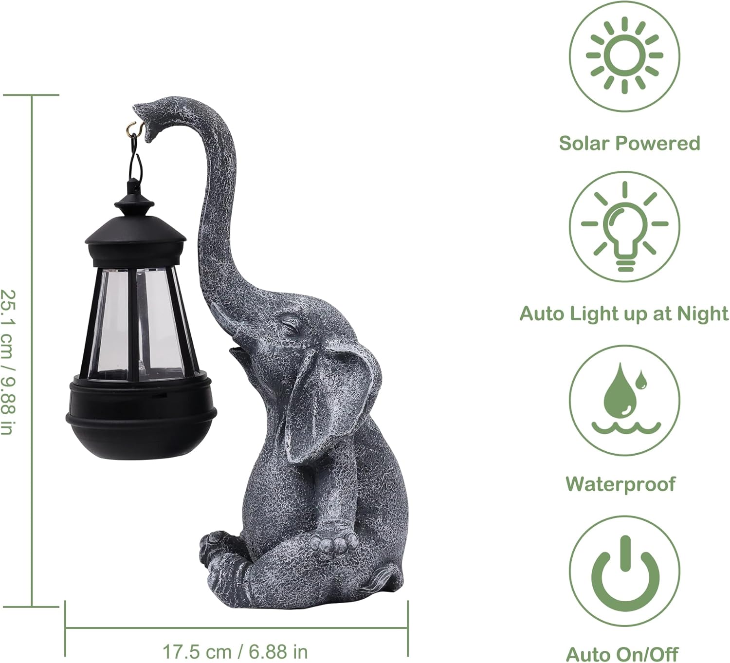 Attivolife Lucky Elephant Solar Statue Light for Garden Decor, Outdoor Waterproof Figurines Lamp, Art Patio Lawn Easter Balcon Yard Ornament - Beautifully Home for Women Mom
