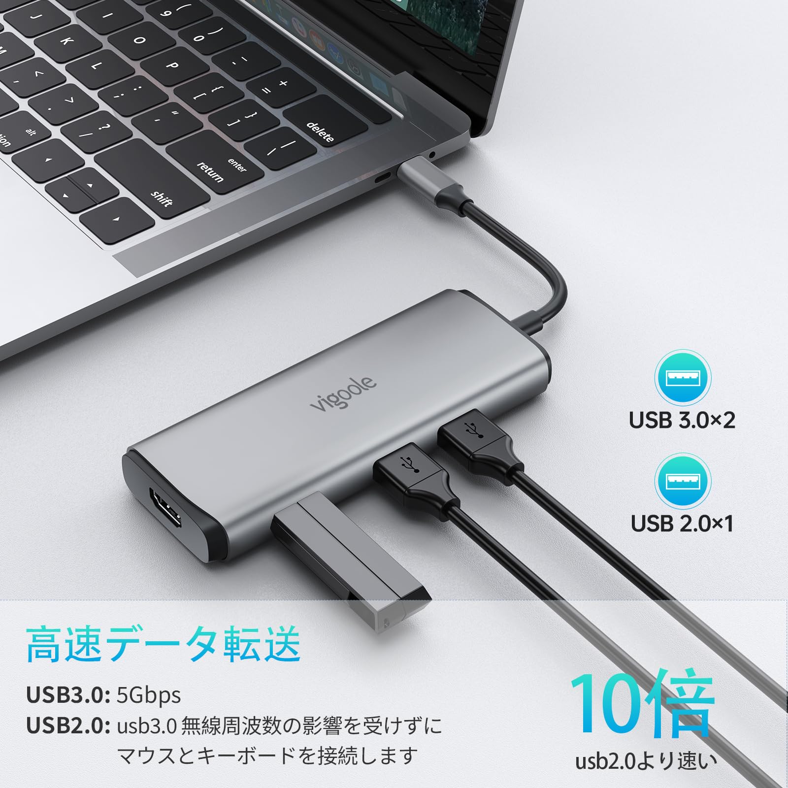 USB Cハブ 4K HDMI、VGE 6イン1 USB CマルチポートUSB 6-in-1マルチポートUSB-Cハブ、USB-Cハブ、4K HDMI | Belkin JP