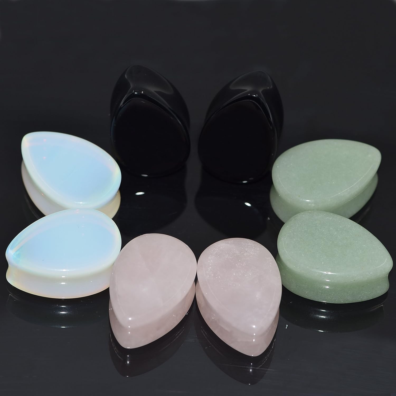 8Pcs 2g-5/8 Oversized Teardrop Ear Gauge Plugs Tunnels Saddle Expander Piercing Jewelry