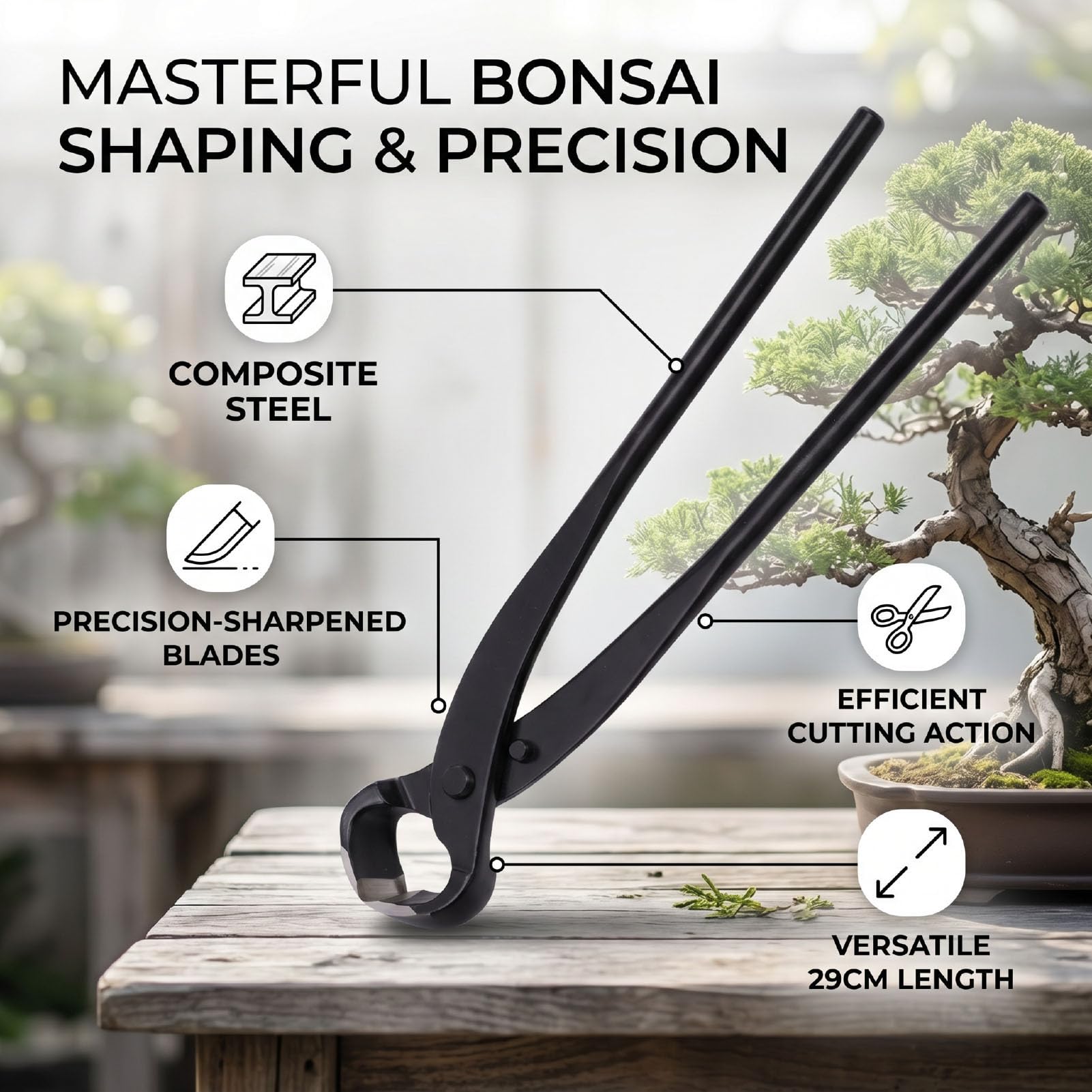 Taglierina per Rami Concavi per Bonsai in Acciaio Composito 11,42 Pollici
