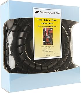 Caplugs SPPC Series – Safeplast Safe-Spiral Pre-Cut Spiral Wrap, Hose & Cable Protector, Black HD-PE, 1.5" OD x 12' Pre-Cut Length, Hydraulic & Pneumatic Hoses (40PC14BK)