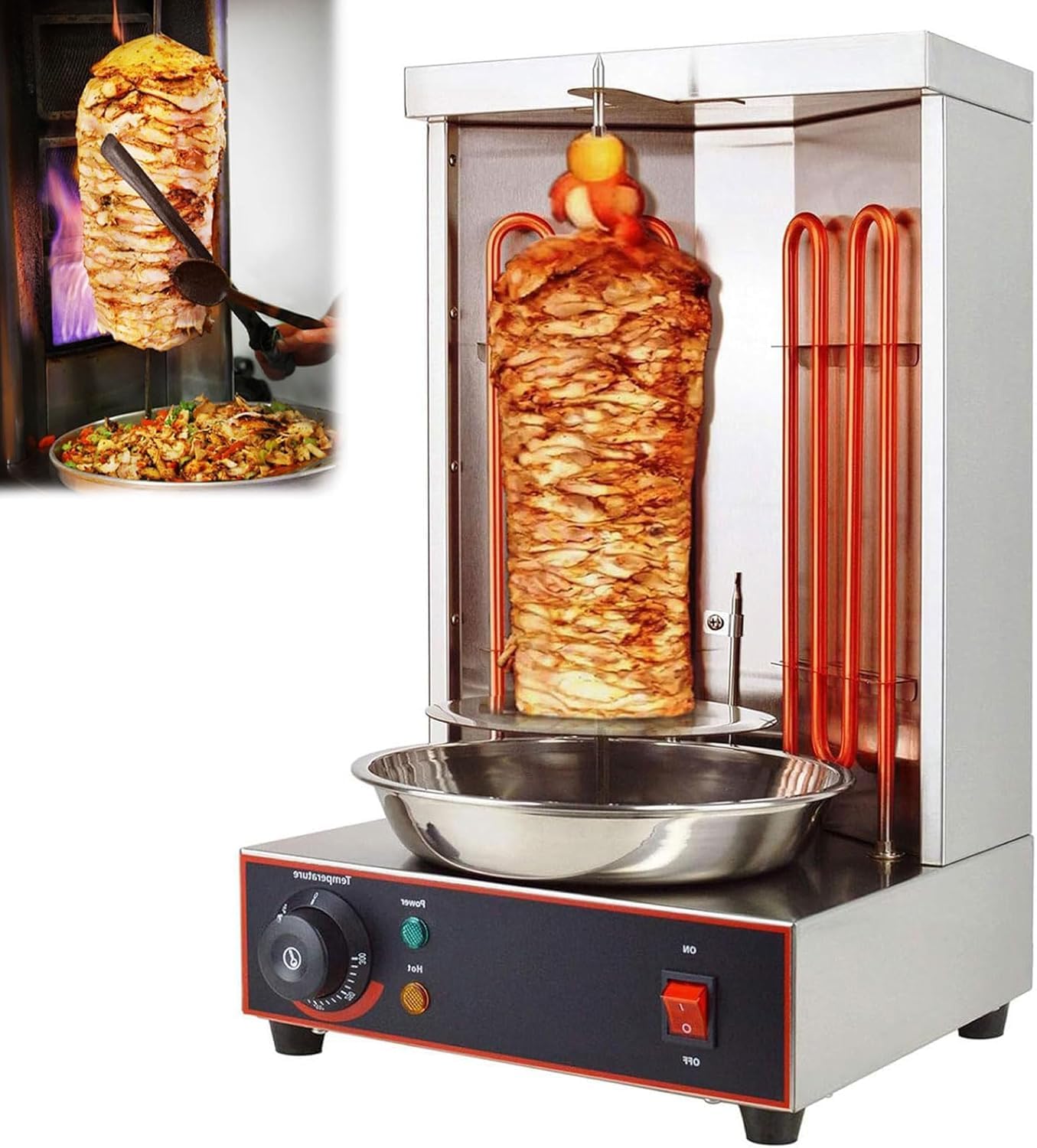 Barbecue Girevole a Gas 2400W, Macchina per Kebab Con Girarrosto Verticale