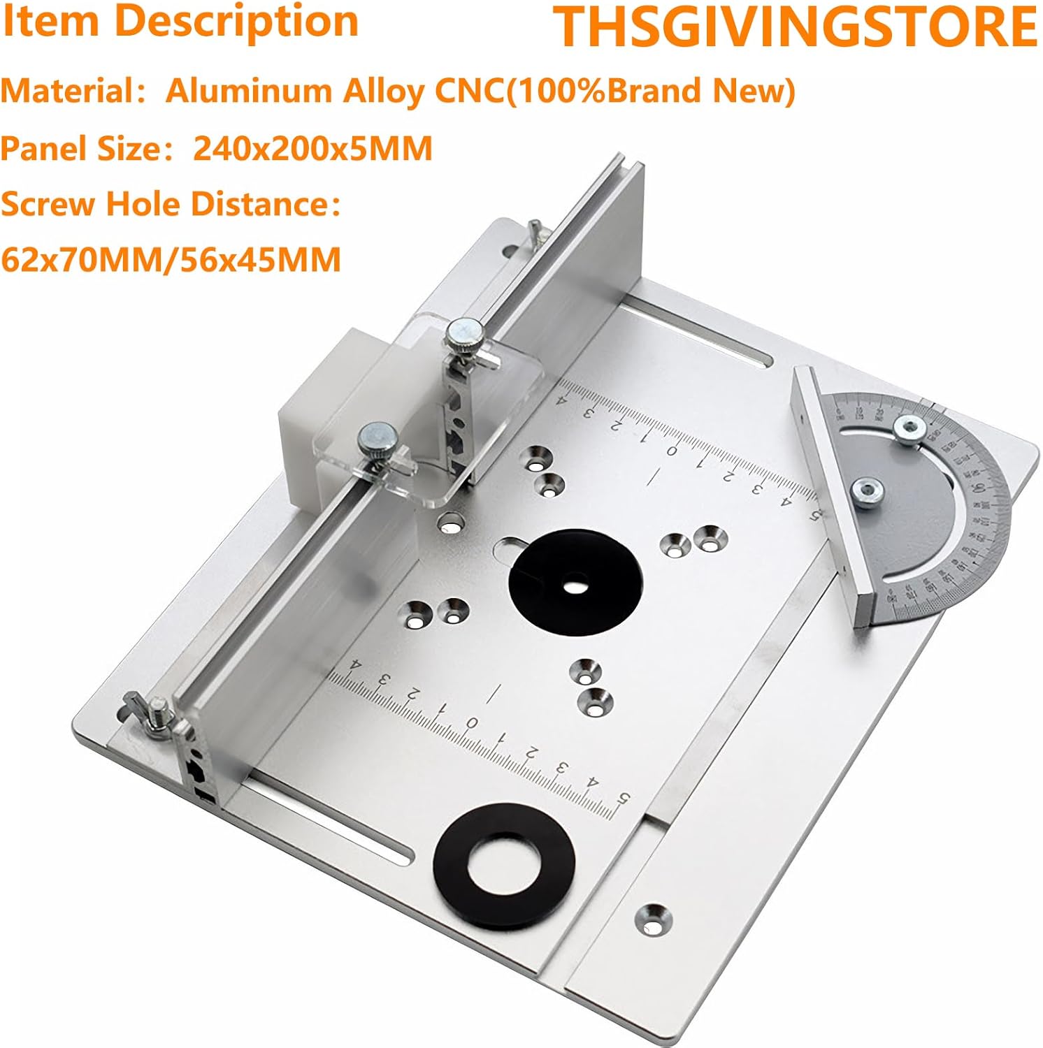 Router Table Insert Plate, 9.4x7.9x0.2 Inch Aluminum Alloy Woodworking Router Table Flip Plate With Clear Scale, Router Table Setup Bars For Router Trimmer Woodworking Wood Tool
