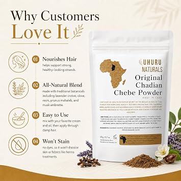 Uhuru Naturals Chadian Chebe Hair Powder, 20 Grams (Pack of 1), Neutral