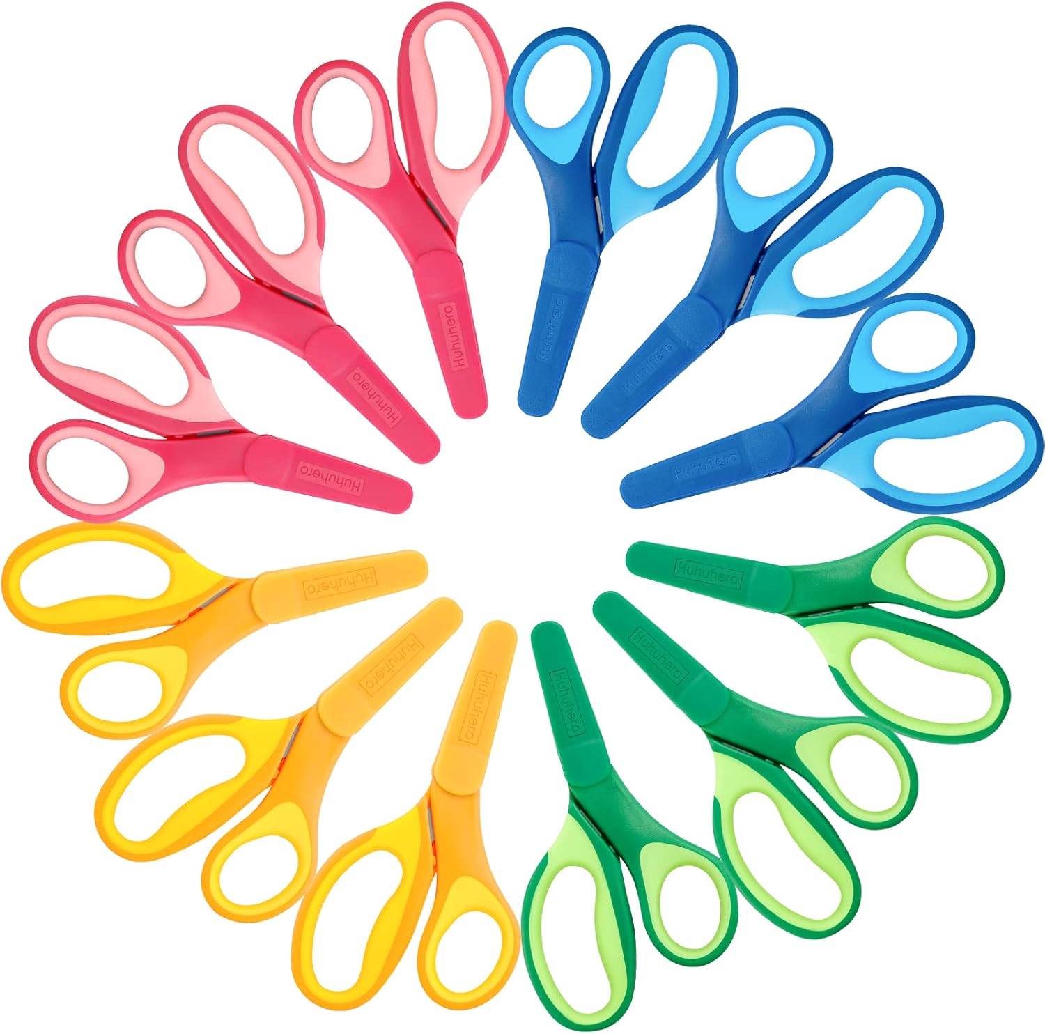Huhuhero Kids Scissors, 5'' Small Safety Scissors Bulk Blunt Tip Toddler Scissors, Soft Grip Right/Left Handed Kid scissors for School Classroom Children Craft Art Supplies, Assorted Colors, 12-Pack : Toys & Games