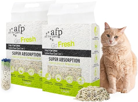 ALL FOR PAWS 5-in-1 Mixed Tofu Cat Litter, 12L 2Pack Flushable | Rapid Clumping | Low Dust |7/24 Odor Control Nature Pellet Kitty Litter, Unscented Tofu Cat Litter