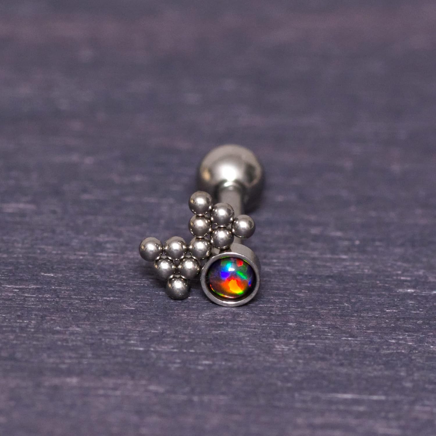 Titanium Cartilage Piercing - Opal Cartilage Barbell, Cartilage Piercing Jewelry