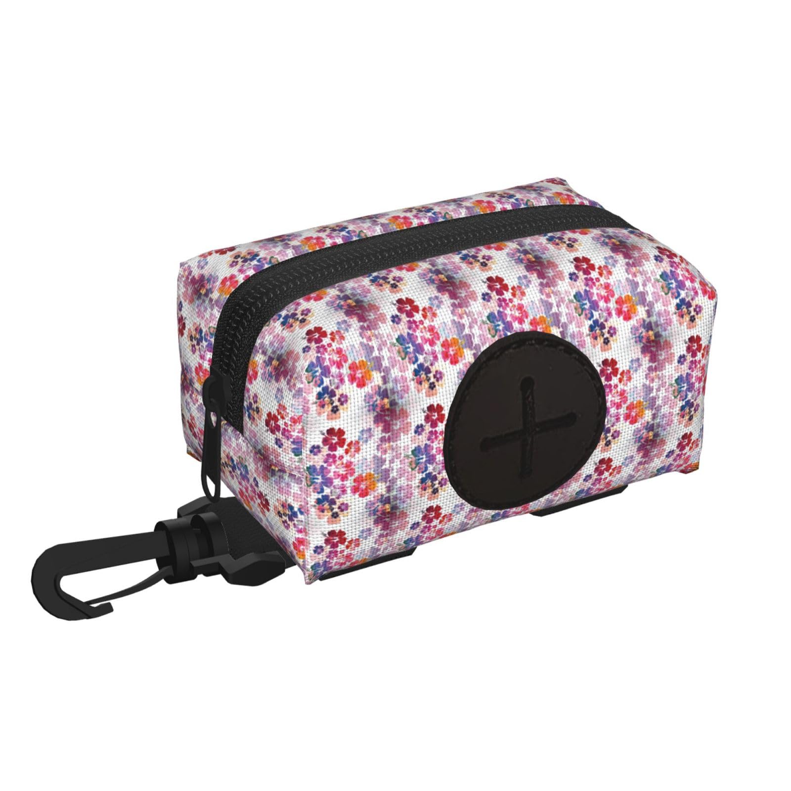 Pphgut Black Hawaiian Flower Print Print Waterproof Pet Waste Treat Bag Outdoor Walking Hiking Pouch Camping Accessory